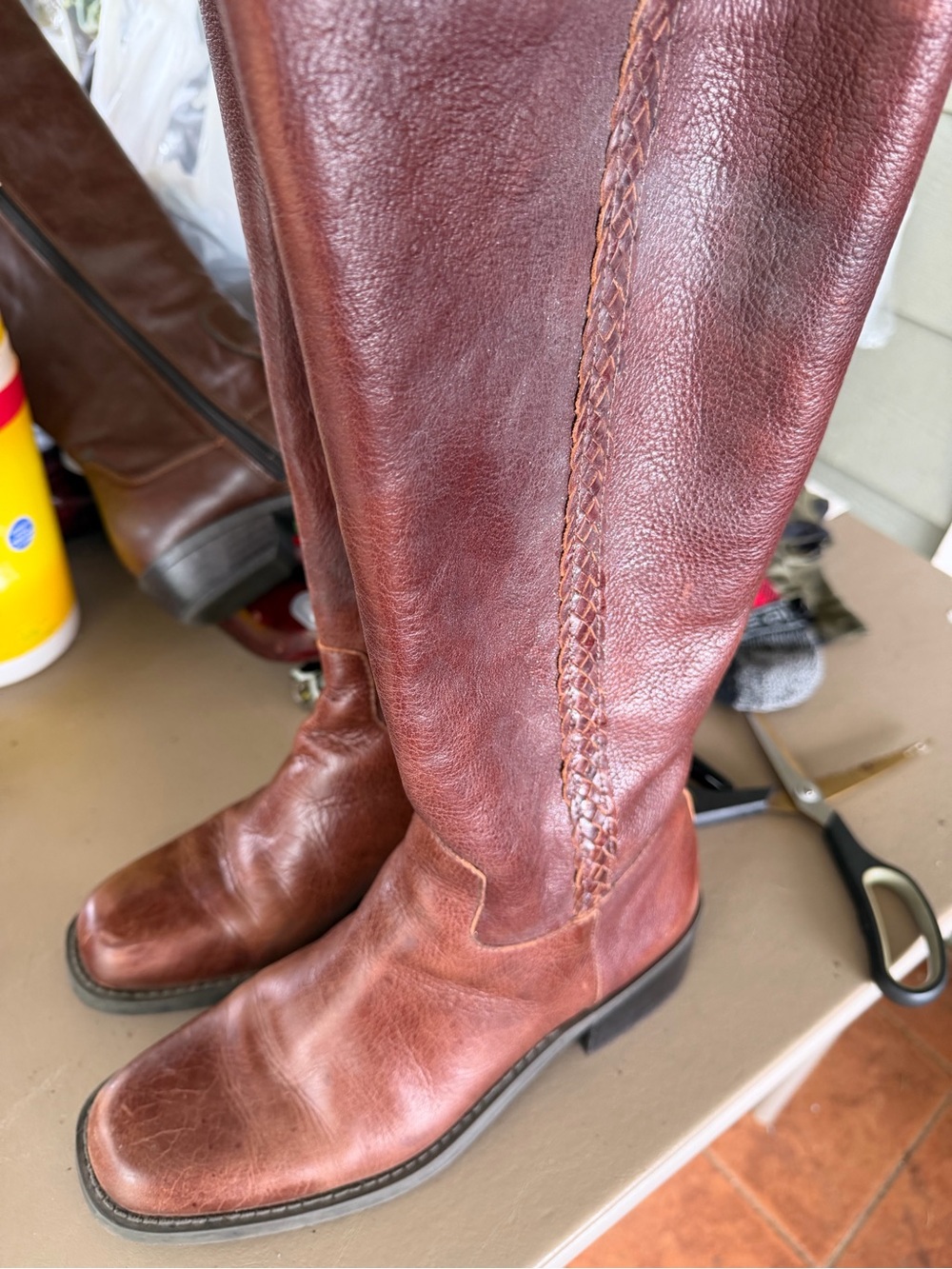 Source Unknown Women's Tall Leather Riding Boots - Mahogany Brown